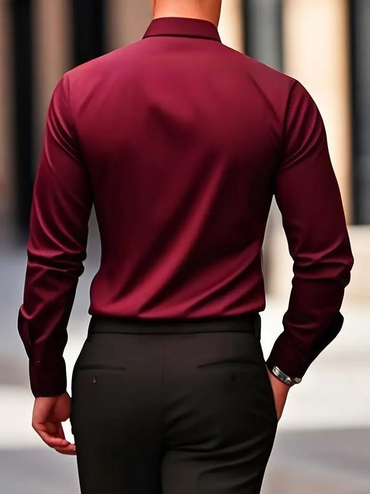 Men's Slim-Fit Wrinkle-Resistant Long-Sleeve Business Shirt