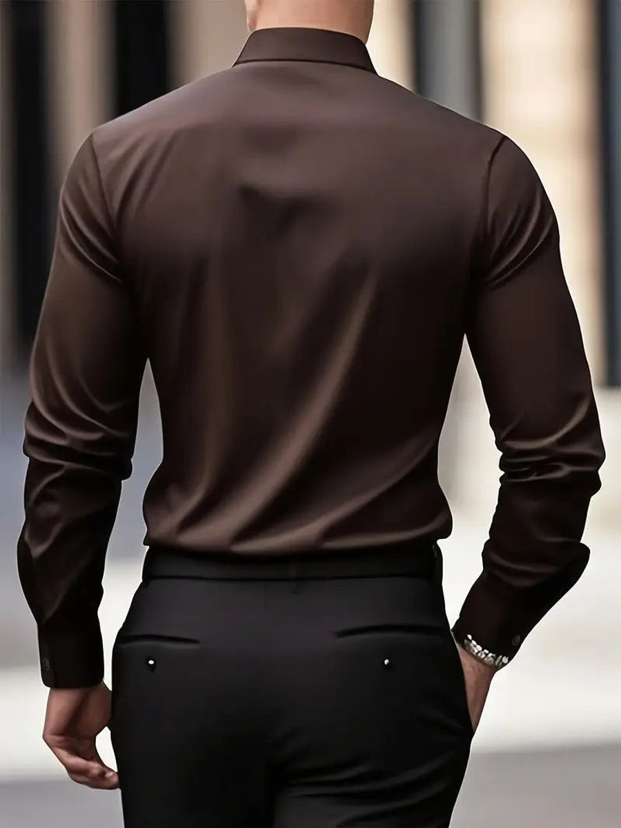 Men's Slim-Fit Wrinkle-Resistant Long-Sleeve Business Shirt