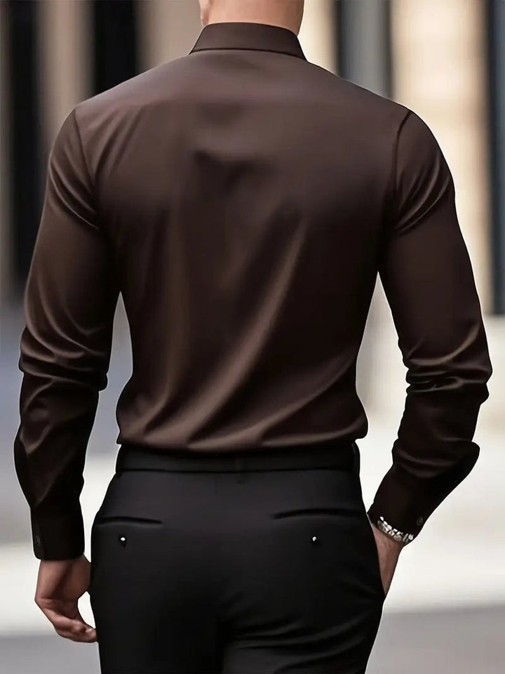 Men's Slim-Fit Wrinkle-Resistant Long-Sleeve Business Shirt