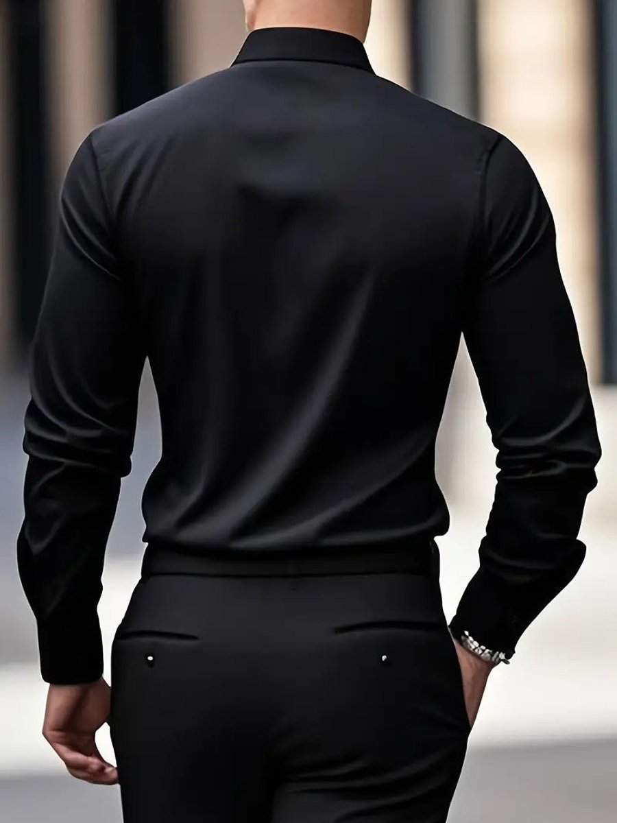 Men's Slim-Fit Wrinkle-Resistant Long-Sleeve Business Shirt