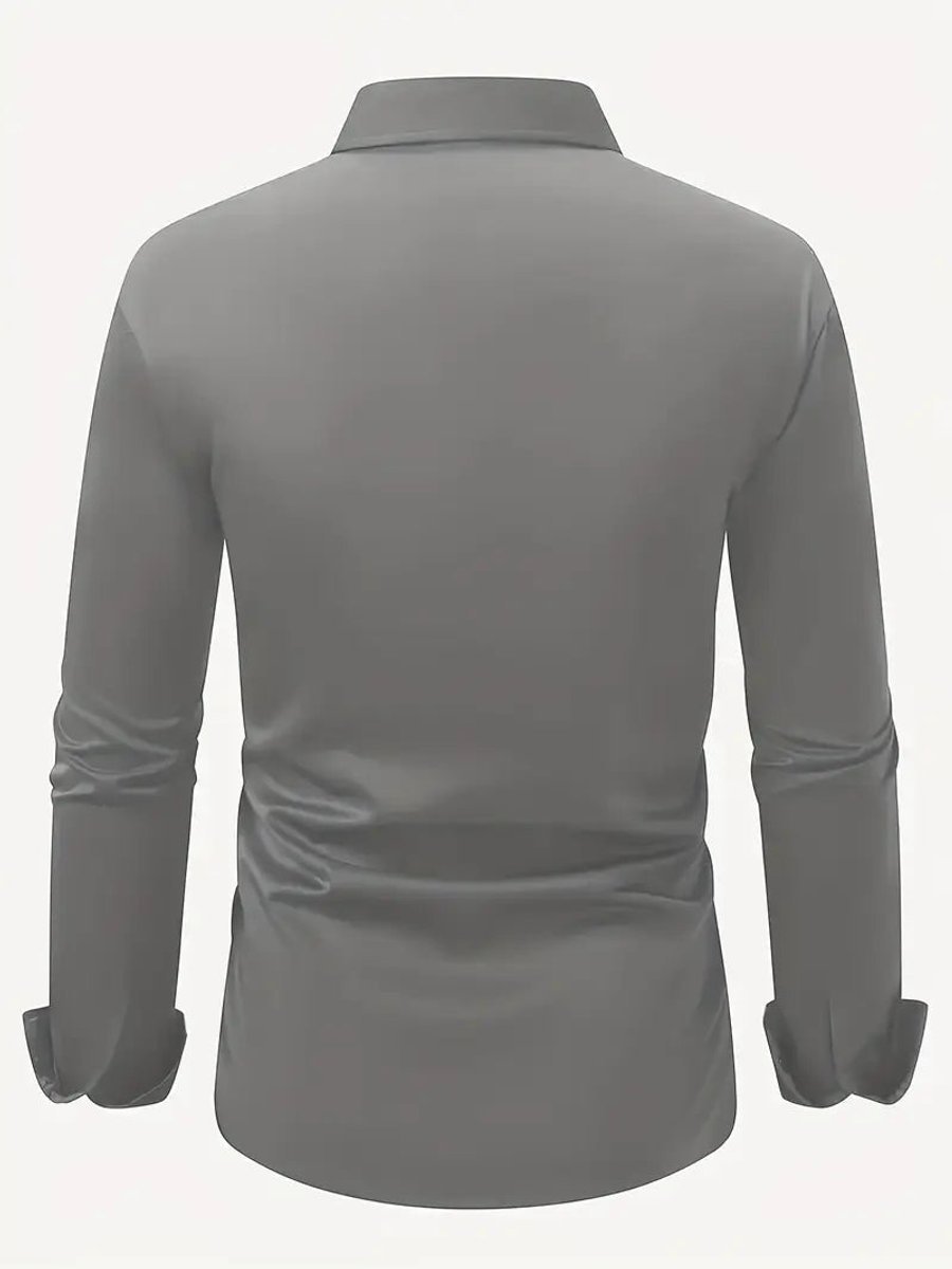 Men's Slim-Fit Wrinkle-Resistant Long-Sleeve Business Shirt