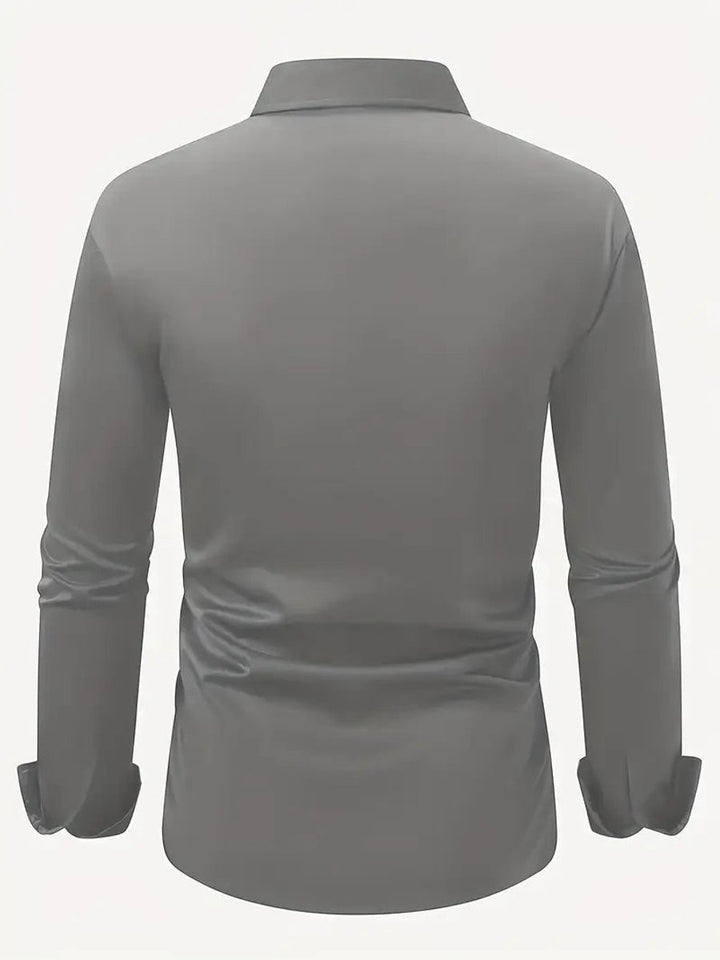 Men's Slim-Fit Wrinkle-Resistant Long-Sleeve Business Shirt