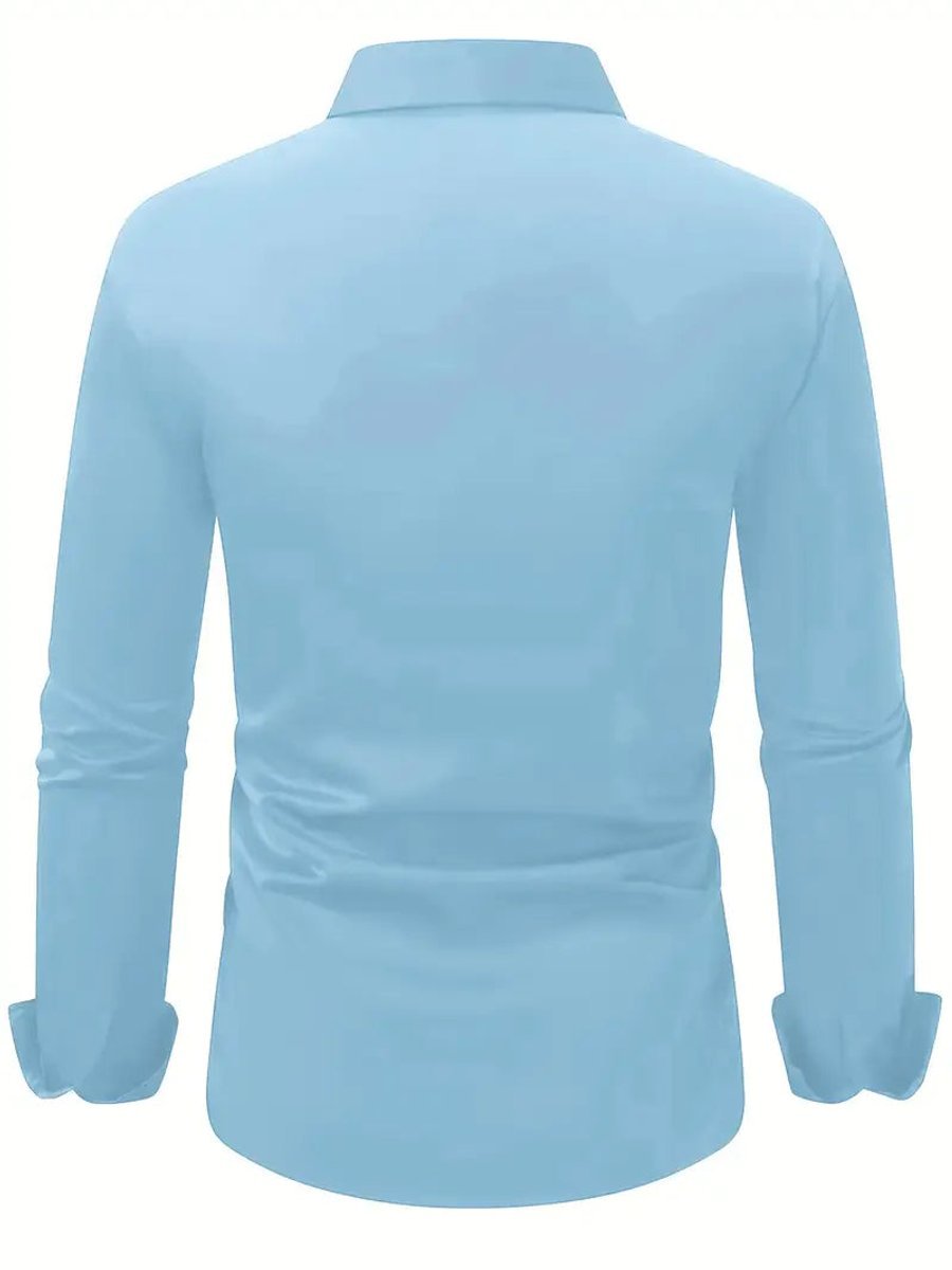 Men's Slim-Fit Wrinkle-Resistant Long-Sleeve Business Shirt