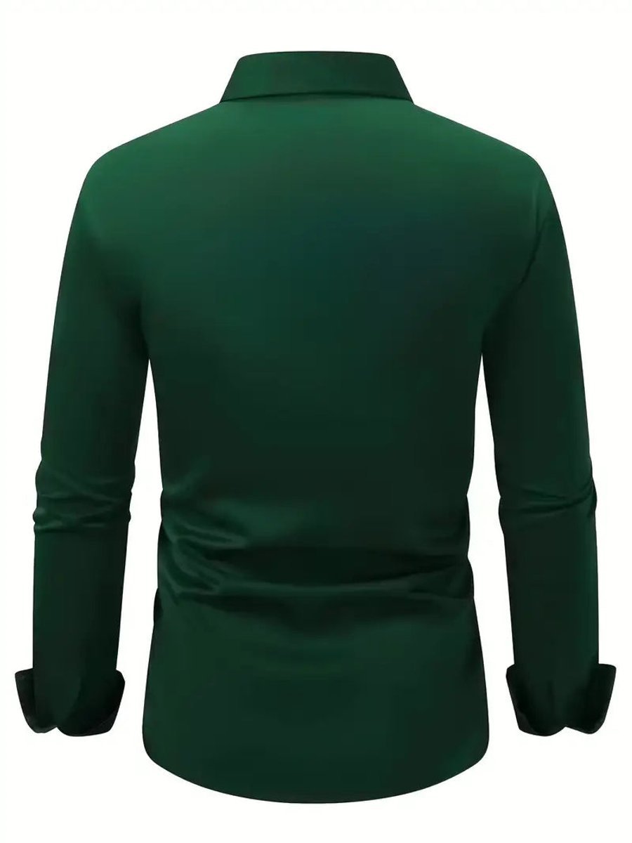 Men's Slim-Fit Wrinkle-Resistant Long-Sleeve Business Shirt