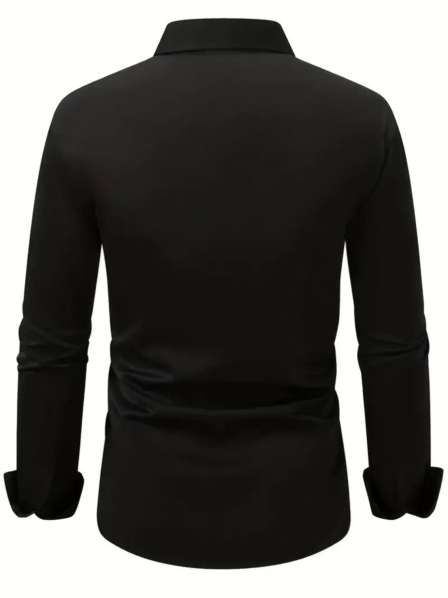 Men's Slim-Fit Wrinkle-Resistant Long-Sleeve Business Shirt