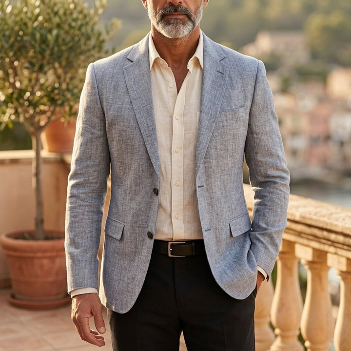 Mens Slim Tailored Linen Blazer Jacket Transitional Seasons