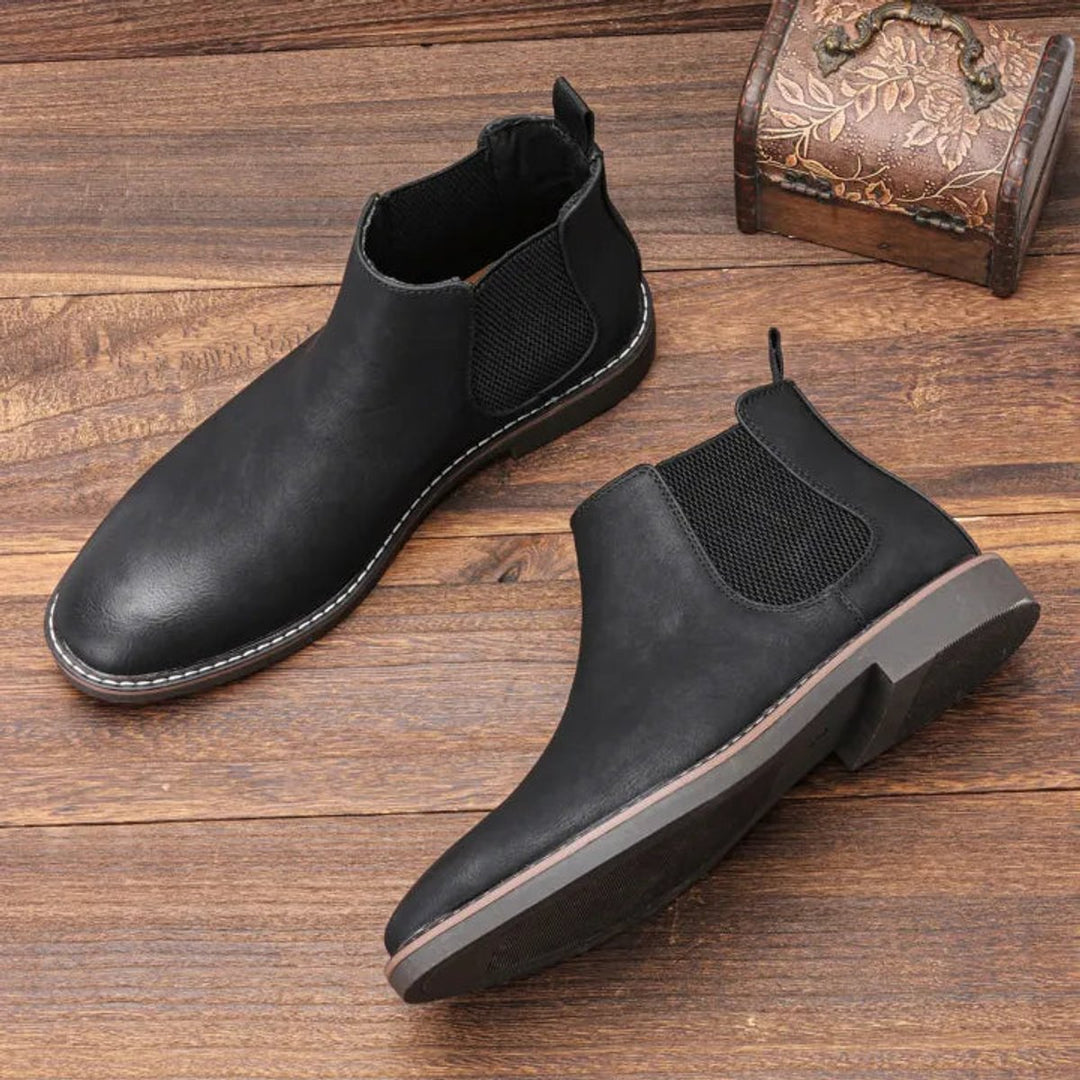 Men's Slip-On Leather Chelsea Ankle Boots
