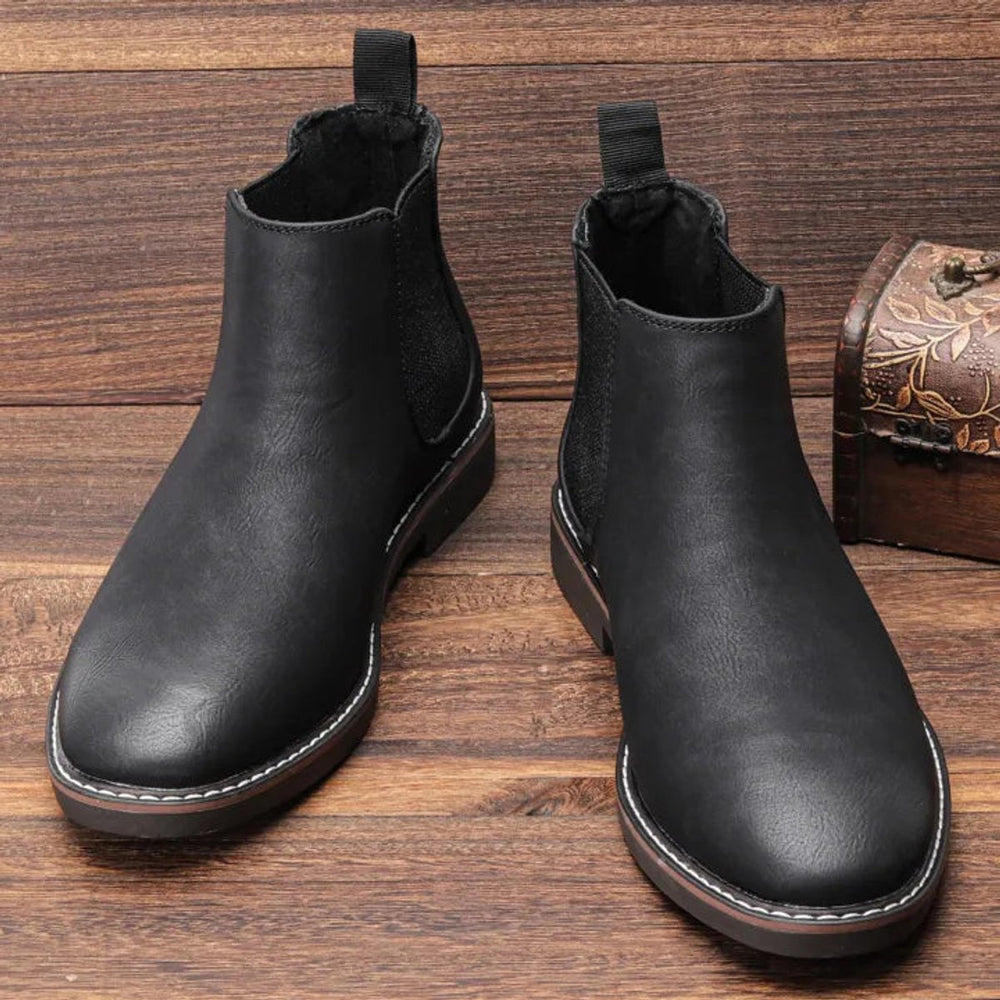 Men's Slip-On Leather Chelsea Ankle Boots