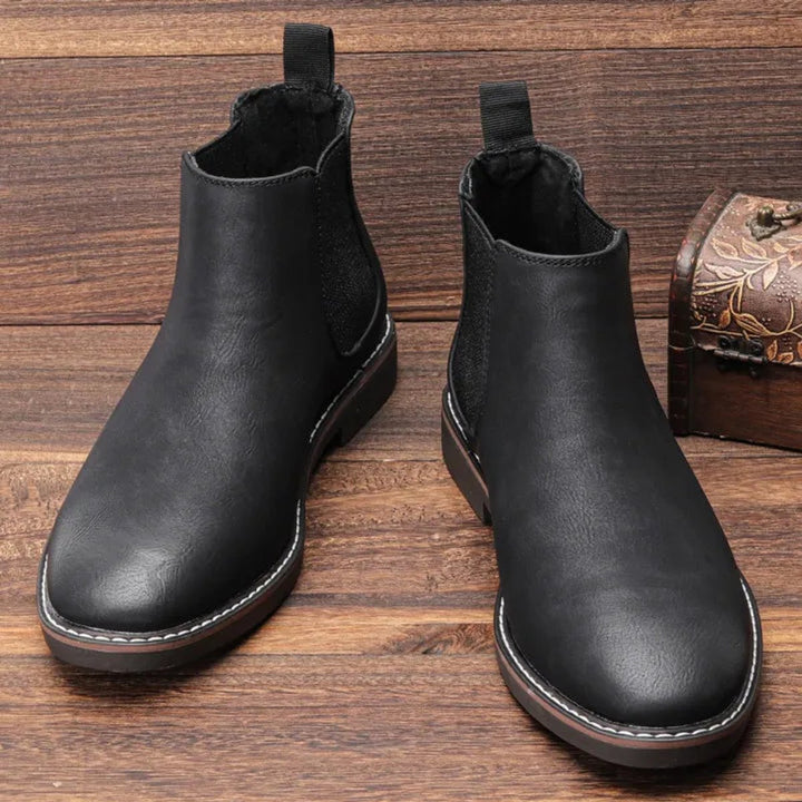 Men's Slip-On Leather Chelsea Ankle Boots