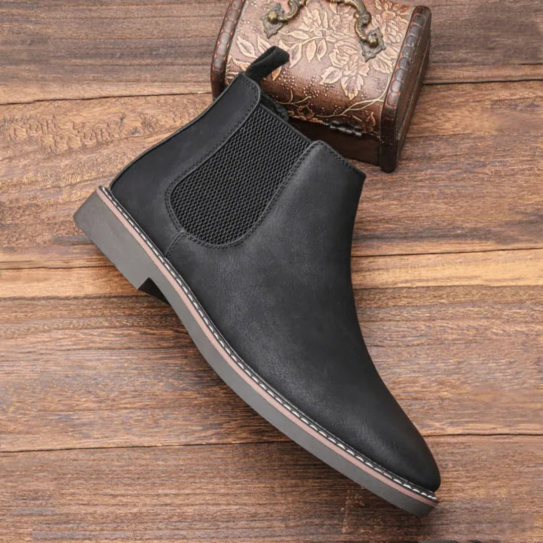 Men's Slip-On Leather Chelsea Ankle Boots