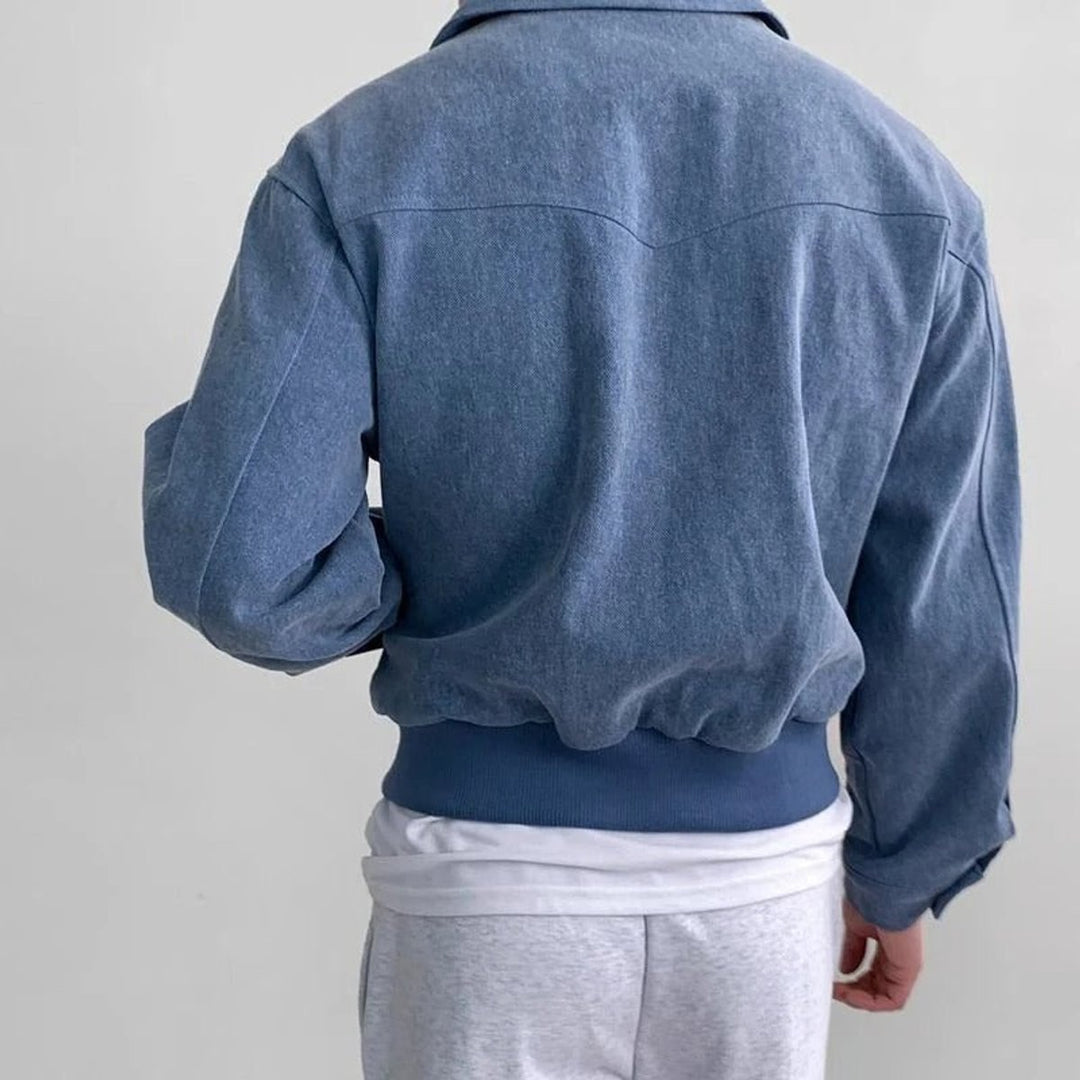 Men's Smooth Suede Zip-Up Bomber Jacket