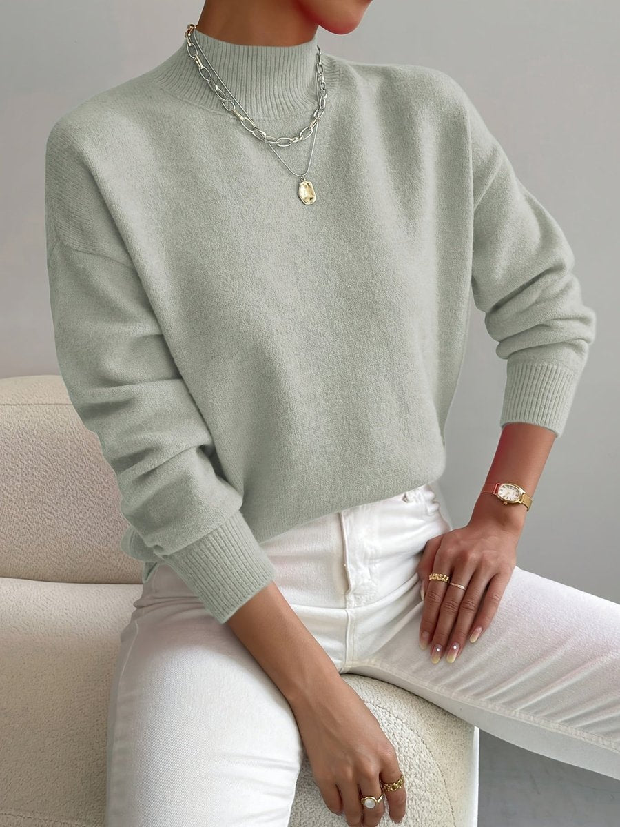 Men's Soft Knit Mock-Neck Jumper Relaxed Fit Pullover