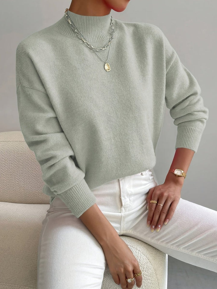 Men's Soft Knit Mock-Neck Jumper Relaxed Fit Pullover