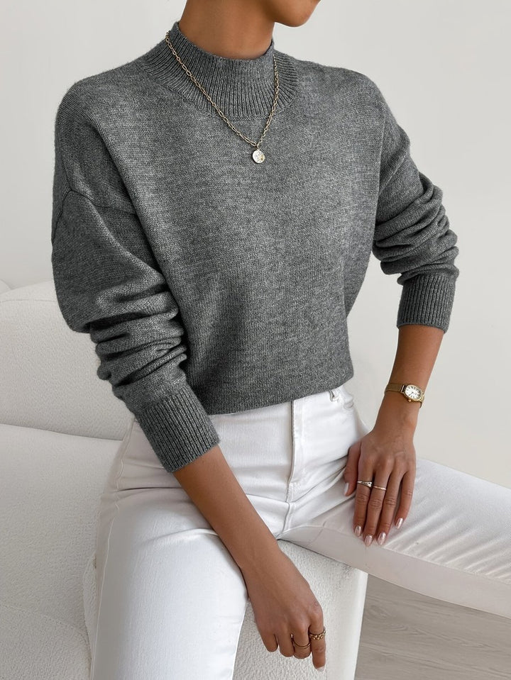Men's Soft Knit Mock-Neck Jumper Relaxed Fit Pullover