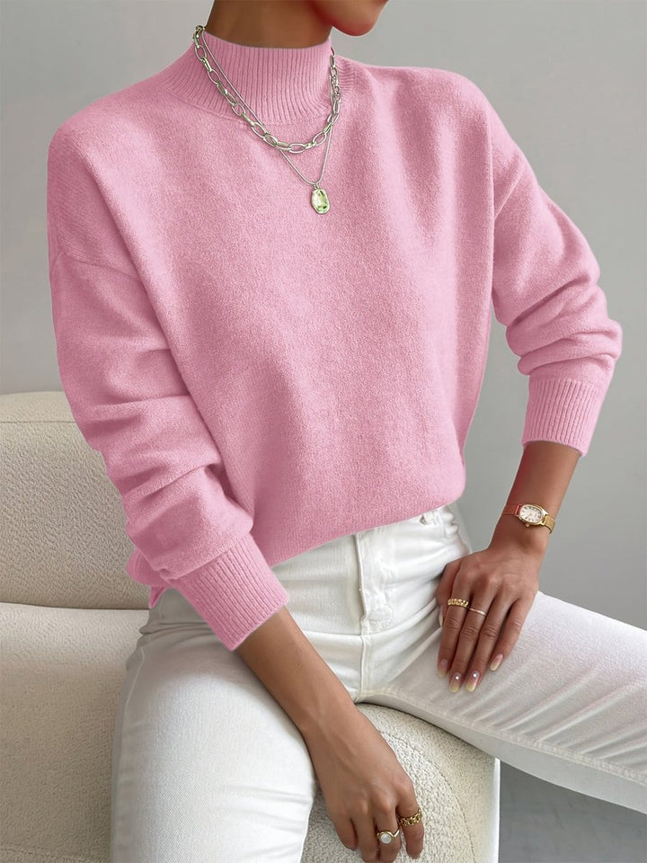 Men's Soft Knit Mock-Neck Jumper Relaxed Fit Pullover