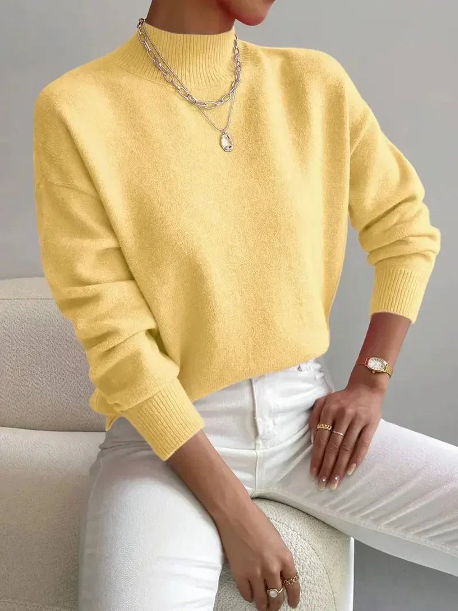 Men's Soft Knit Mock-Neck Jumper Relaxed Fit Pullover