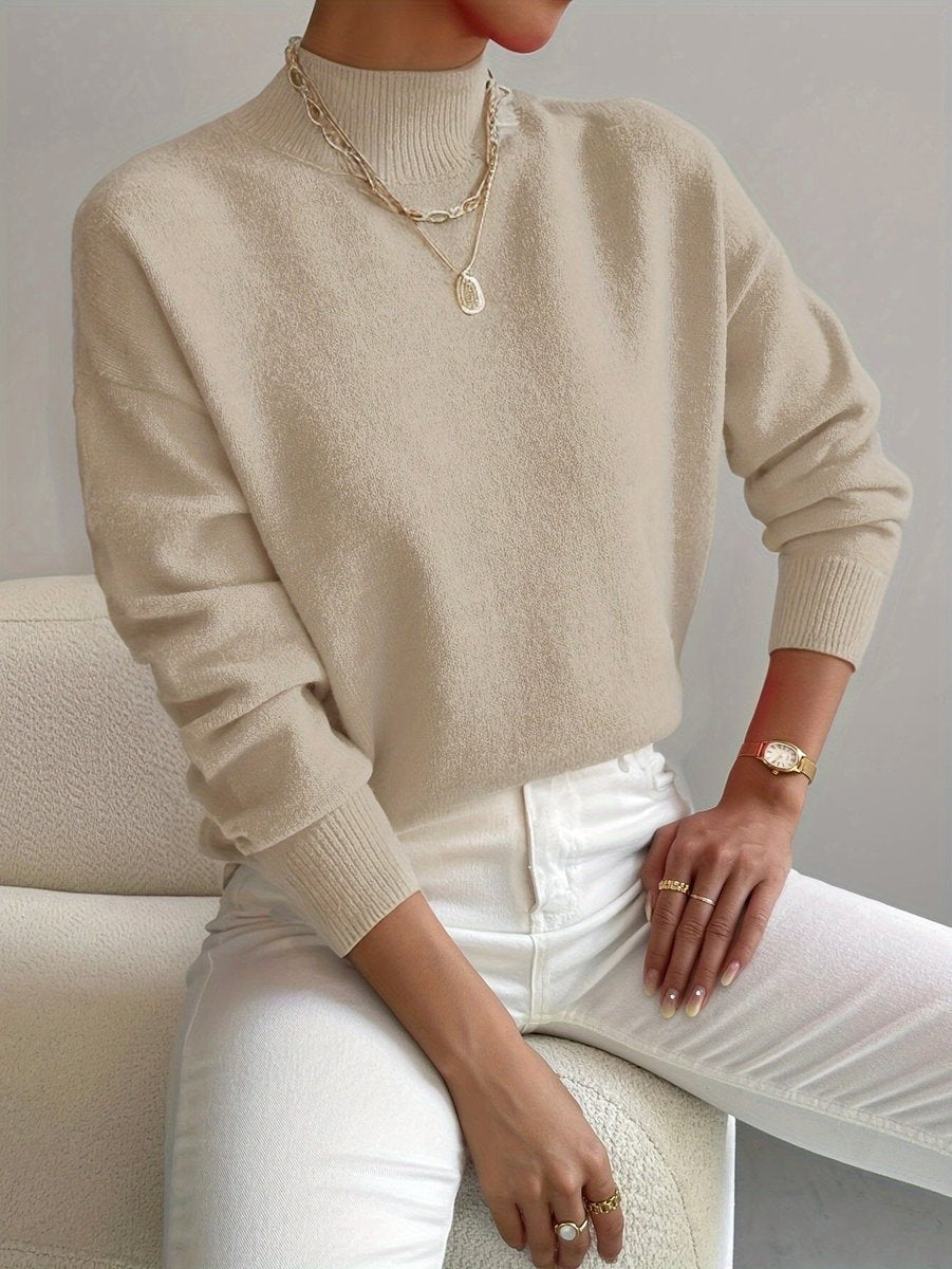 Men's Soft Knit Mock-Neck Jumper Relaxed Fit Pullover