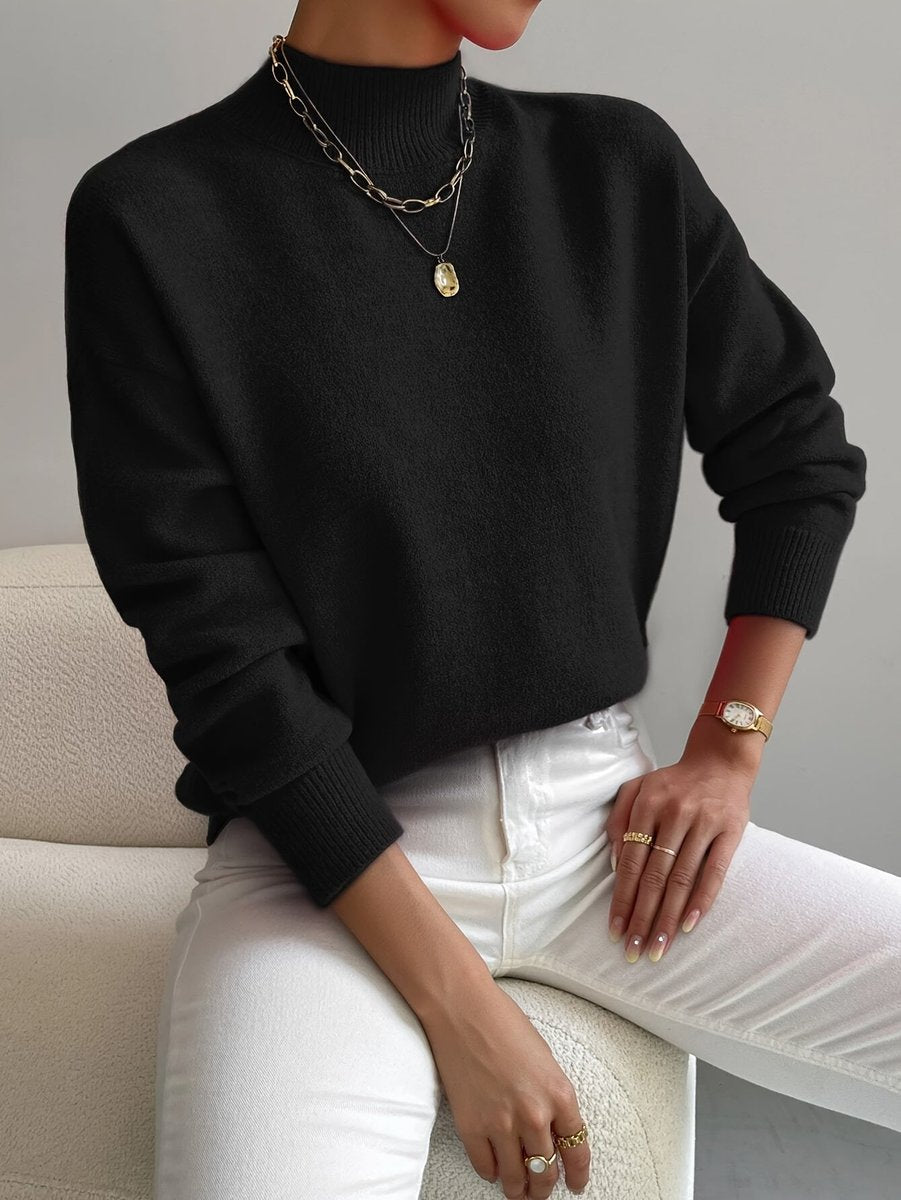 Men's Soft Knit Mock-Neck Jumper Relaxed Fit Pullover