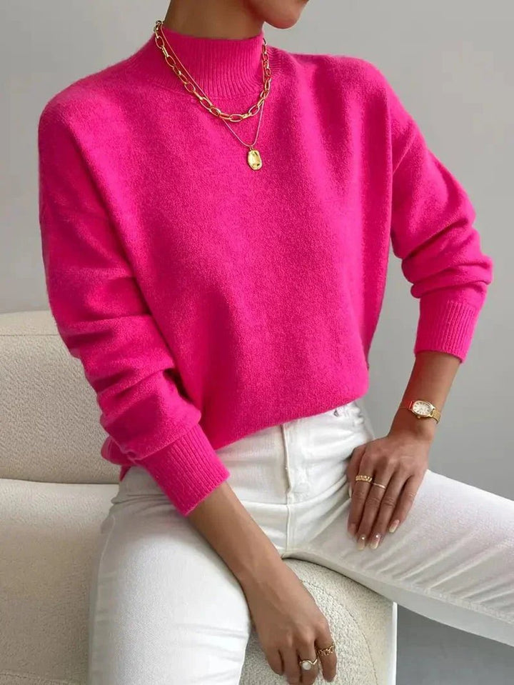 Men's Soft Knit Mock-Neck Jumper Relaxed Fit Pullover