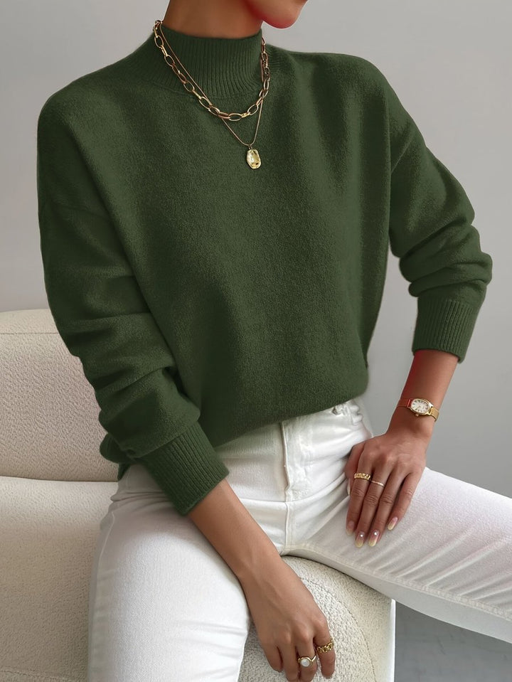 Men's Soft Knit Mock-Neck Jumper Relaxed Fit Pullover