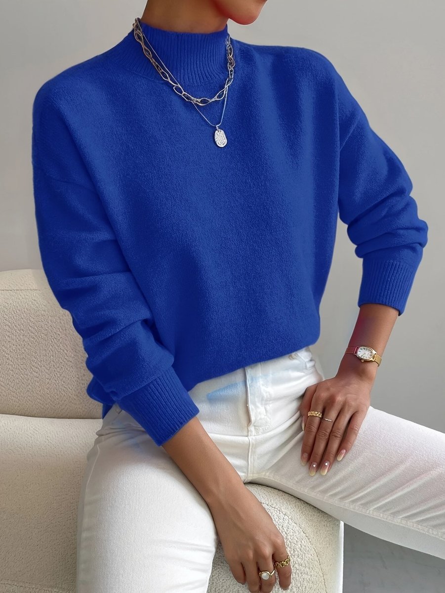 Men's Soft Knit Mock-Neck Jumper Relaxed Fit Pullover