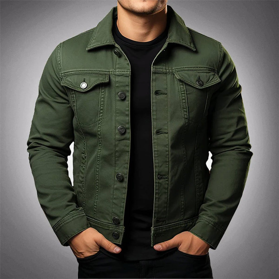 Men's Structured Button-Front Denim Jacket Mens Coats