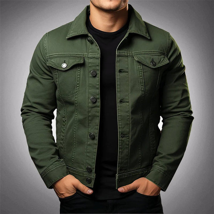 Men's Structured Button-Front Denim Jacket Mens Coats