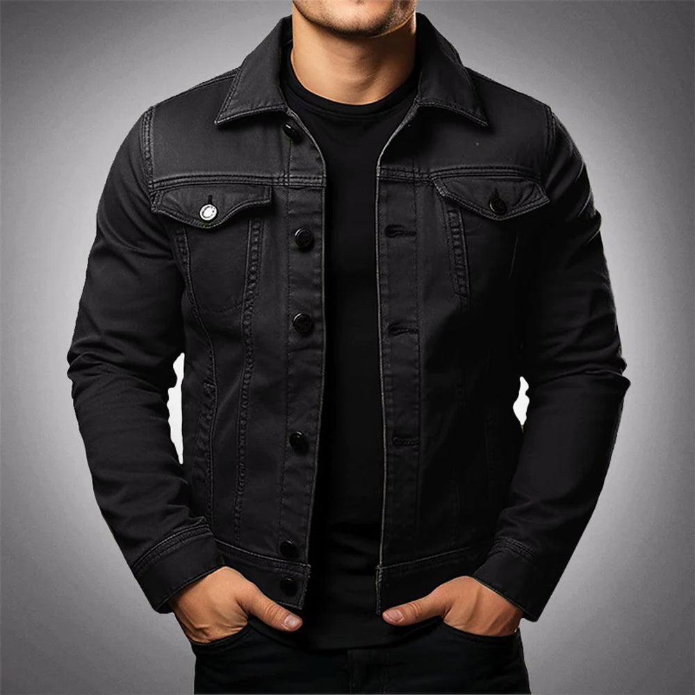 Men's Structured Button-Front Denim Jacket Mens Coats