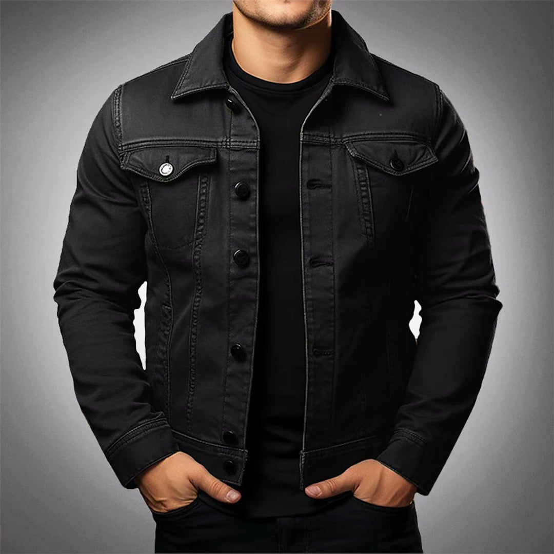 Men's Structured Button-Front Denim Jacket Mens Coats