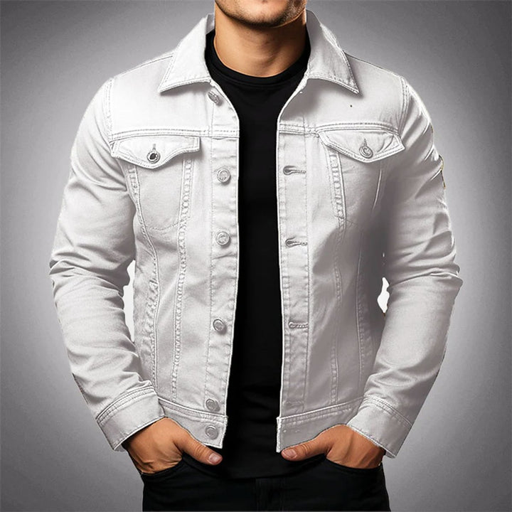 Men's Structured Button-Front Denim Jacket Mens Coats