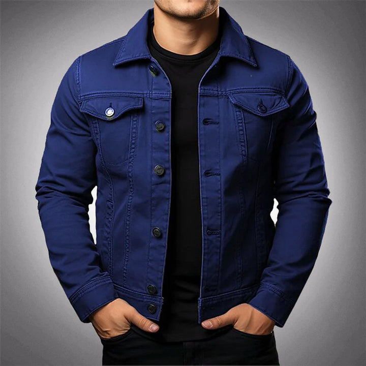 Men's Structured Button-Front Denim Jacket Mens Coats