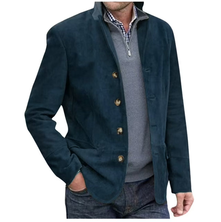 Men's Suede-Finish Button-Front Blazer Jacket