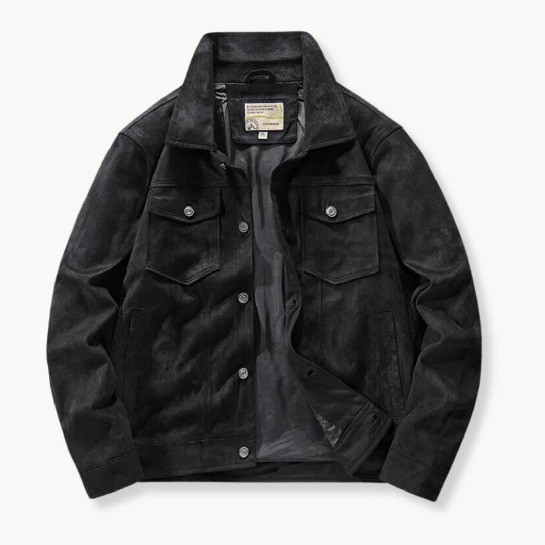 Men's Suede-Finish Trucker Jacket Carhartt-Style Stand Collar Coat