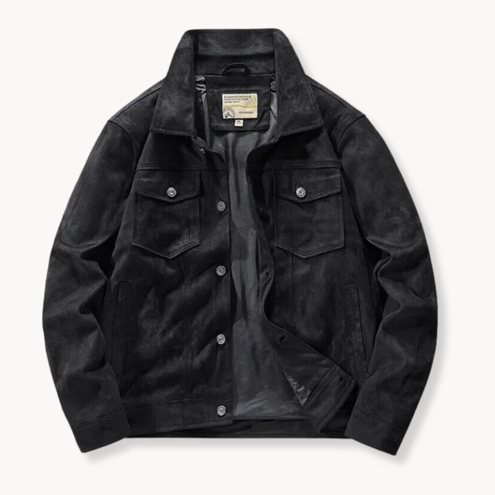 Men's Suede-Finish Trucker Jacket Carhartt-Style Stand Collar Coat