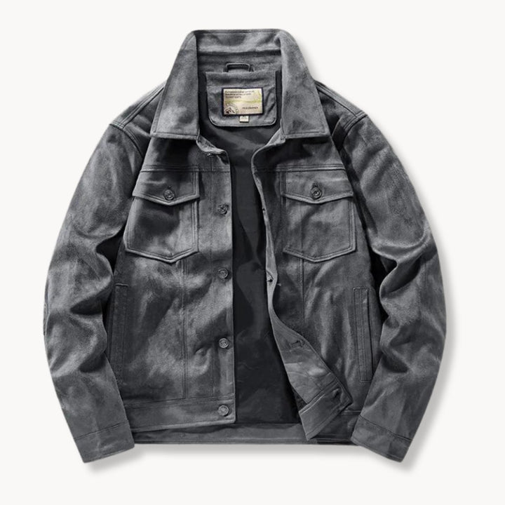Men's Suede-Finish Trucker Jacket Carhartt-Style Stand Collar Coat
