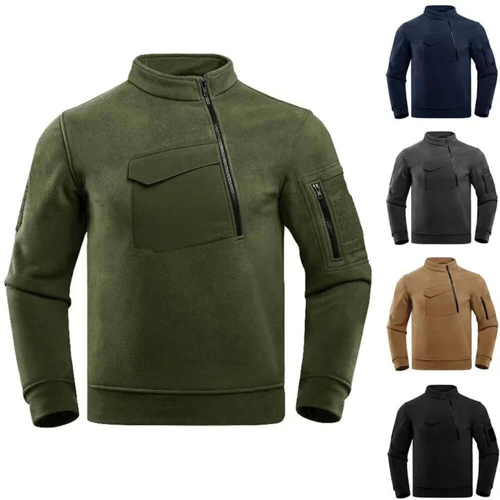 Men's Tactical Fleece Jacket Quarter-Zip Outdoor Coat