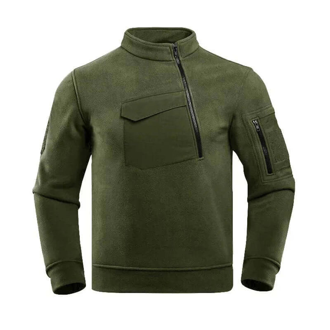 Men's Tactical Fleece Jacket Quarter-Zip Outdoor Coat