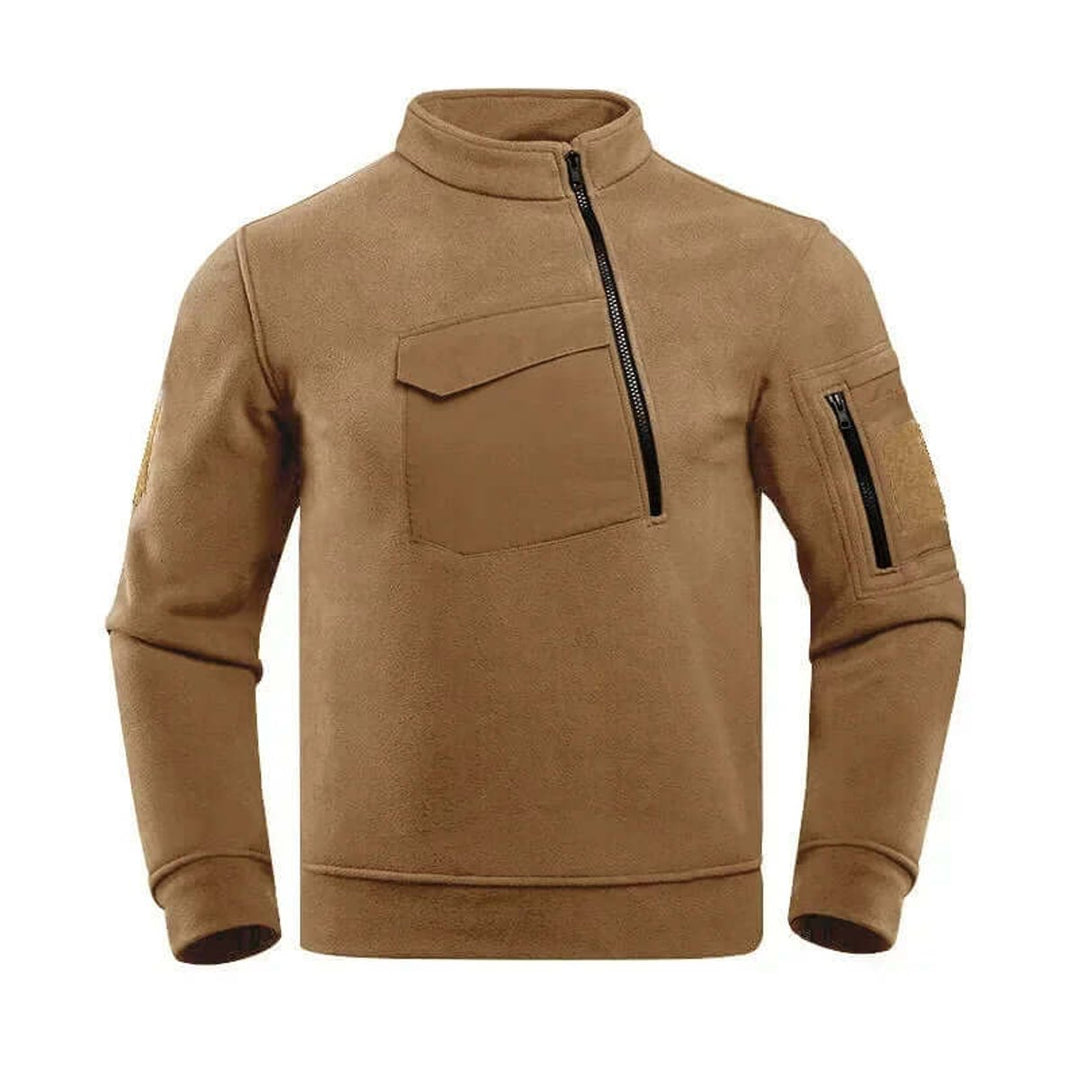 Men's Tactical Fleece Jacket Quarter-Zip Outdoor Coat