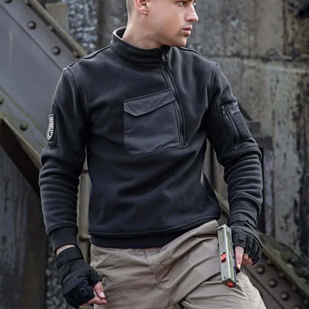 Men's Tactical Fleece Jacket Quarter-Zip Outdoor Coat