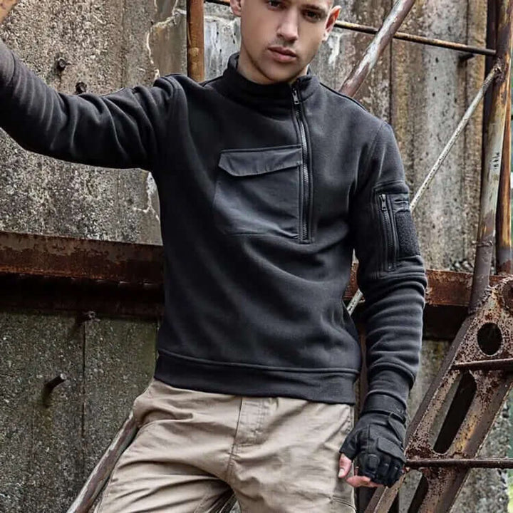 Men's Tactical Fleece Jacket Quarter-Zip Outdoor Coat