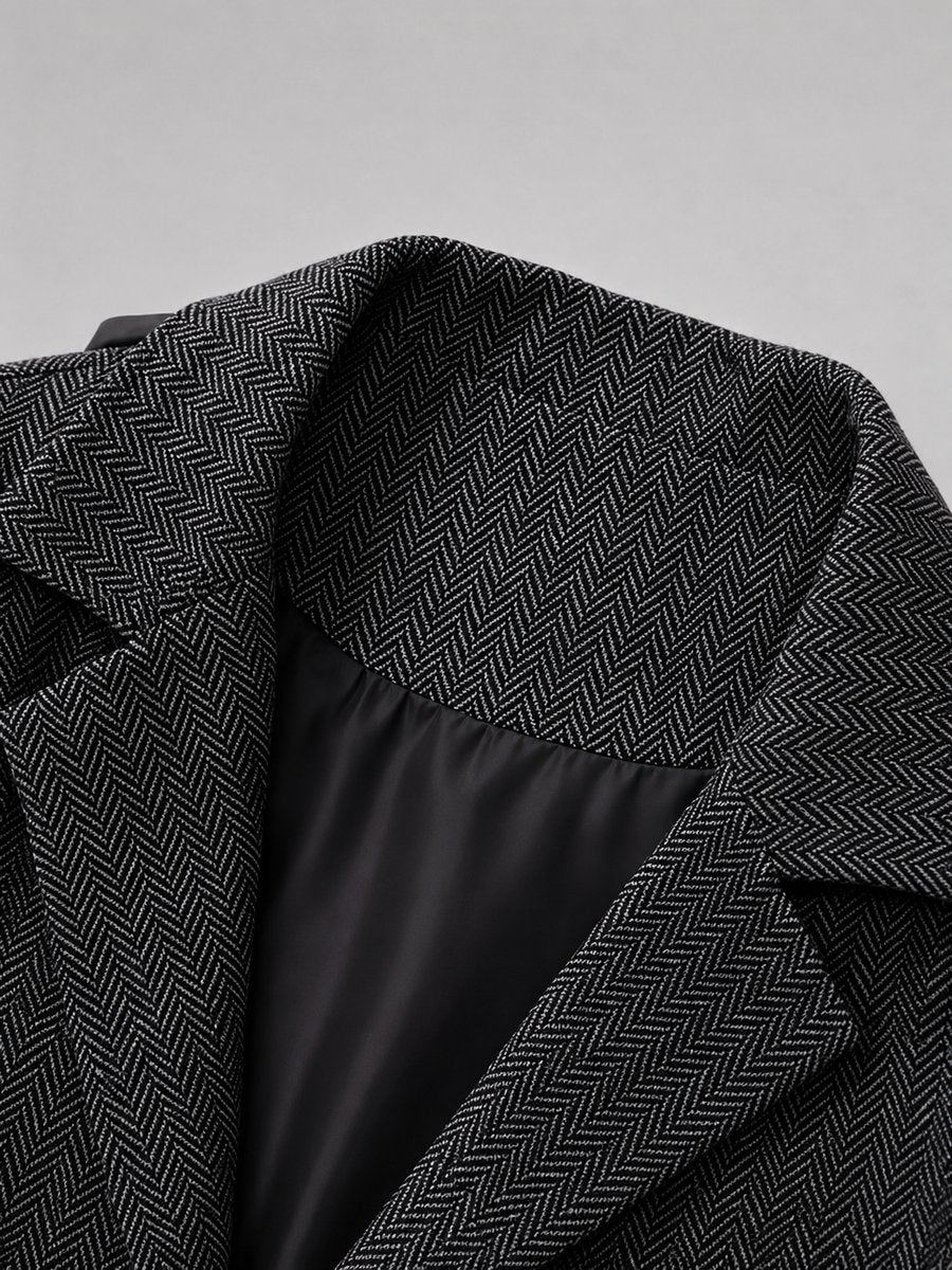Men's Tailored Herringbone Waistcoat Vintage Smart Casual Knitted Vest