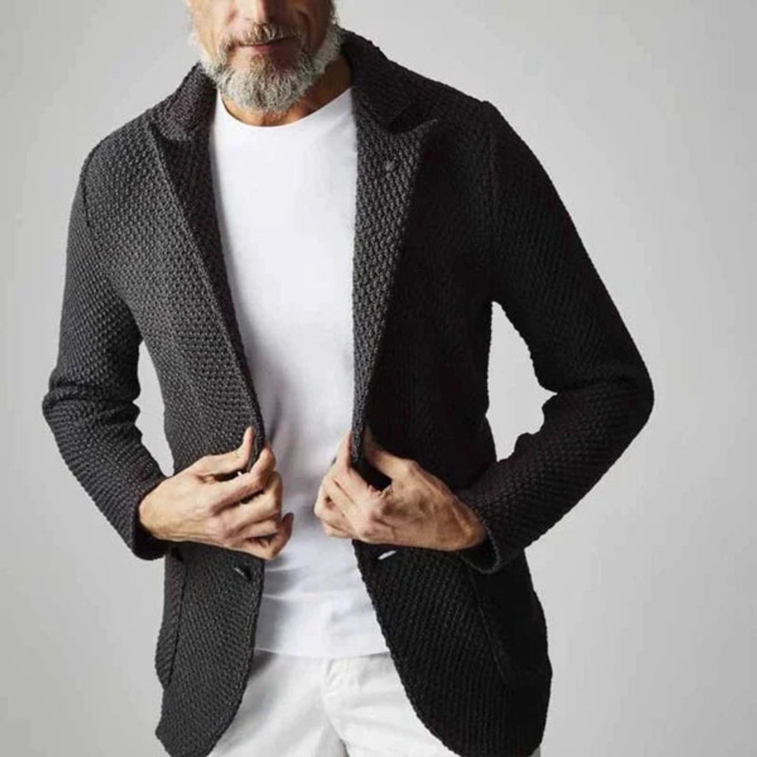 Men's Tailored Knit Blazer Jacket Smart Casual Slim-Fit Coat