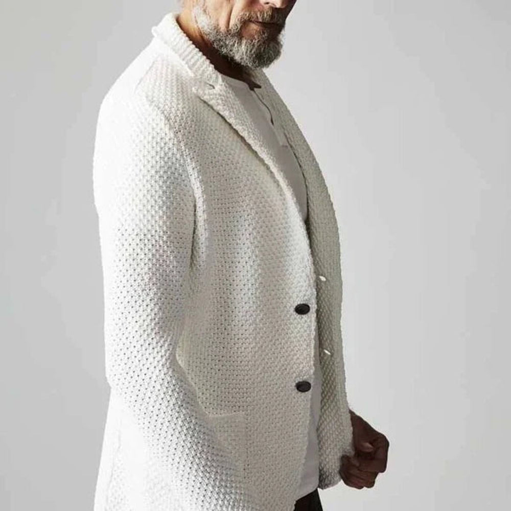Men's Tailored Knit Blazer Jacket Smart Casual Slim-Fit Coat
