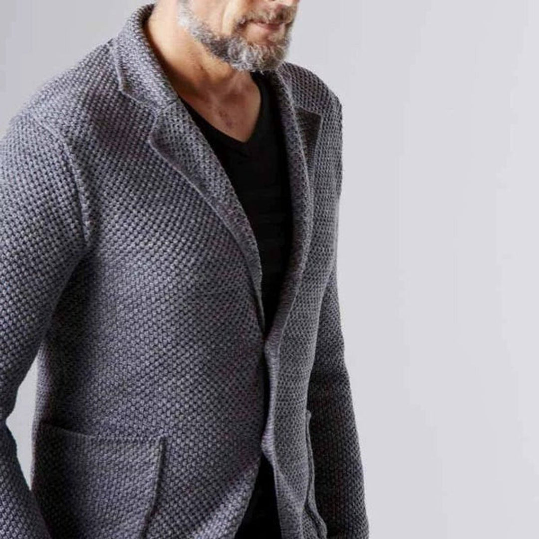 Men's Tailored Knit Blazer Jacket Smart Casual Slim-Fit Coat