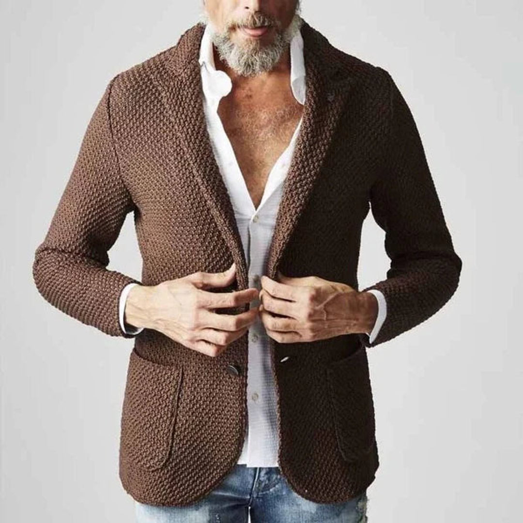 Men's Tailored Knit Blazer Jacket Smart Casual Slim-Fit Coat