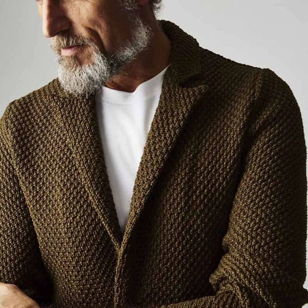 Men's Tailored Knit Blazer Jacket Smart Casual Slim-Fit Coat