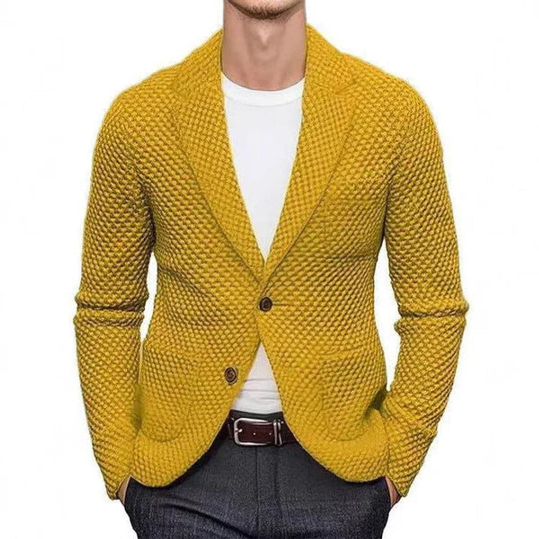 Men's Tailored Knit Blazer Jacket Smart Casual Slim-Fit Coat