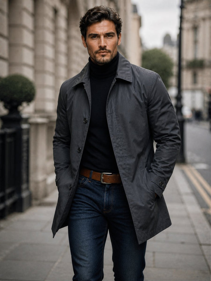 Men's Tailored Longline Waterproof Jacket Smart Coat