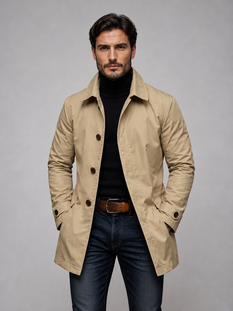 Men's Tailored Longline Waterproof Jacket Smart Coat