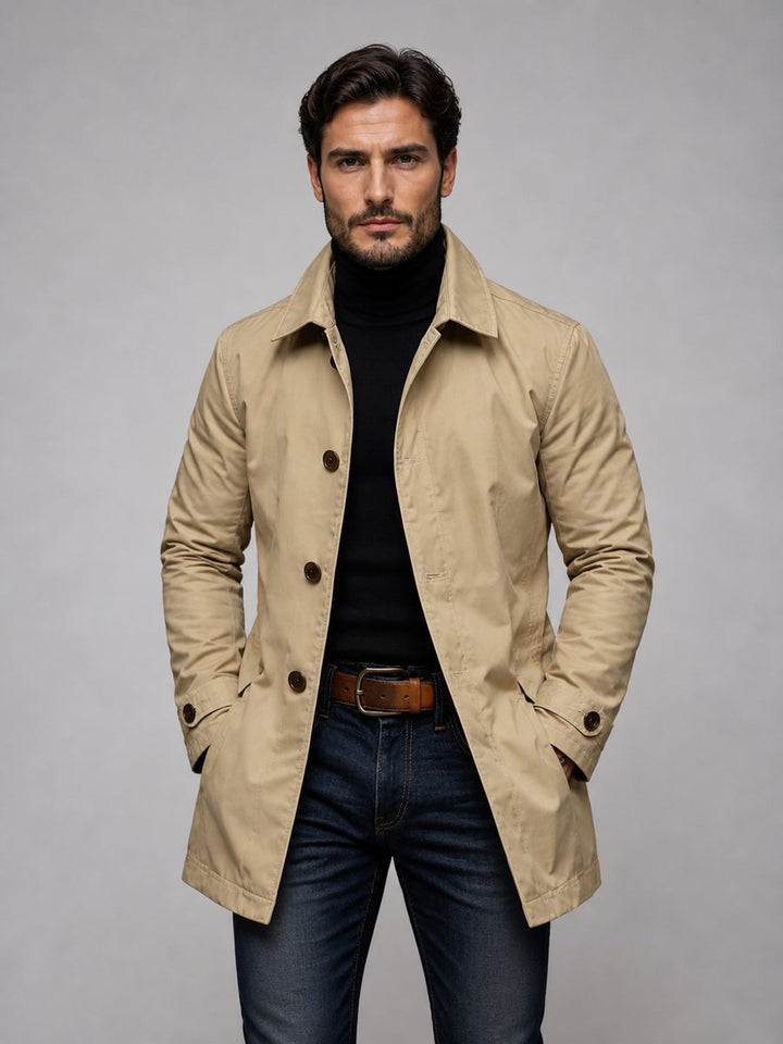 Men's Tailored Longline Waterproof Jacket Smart Coat